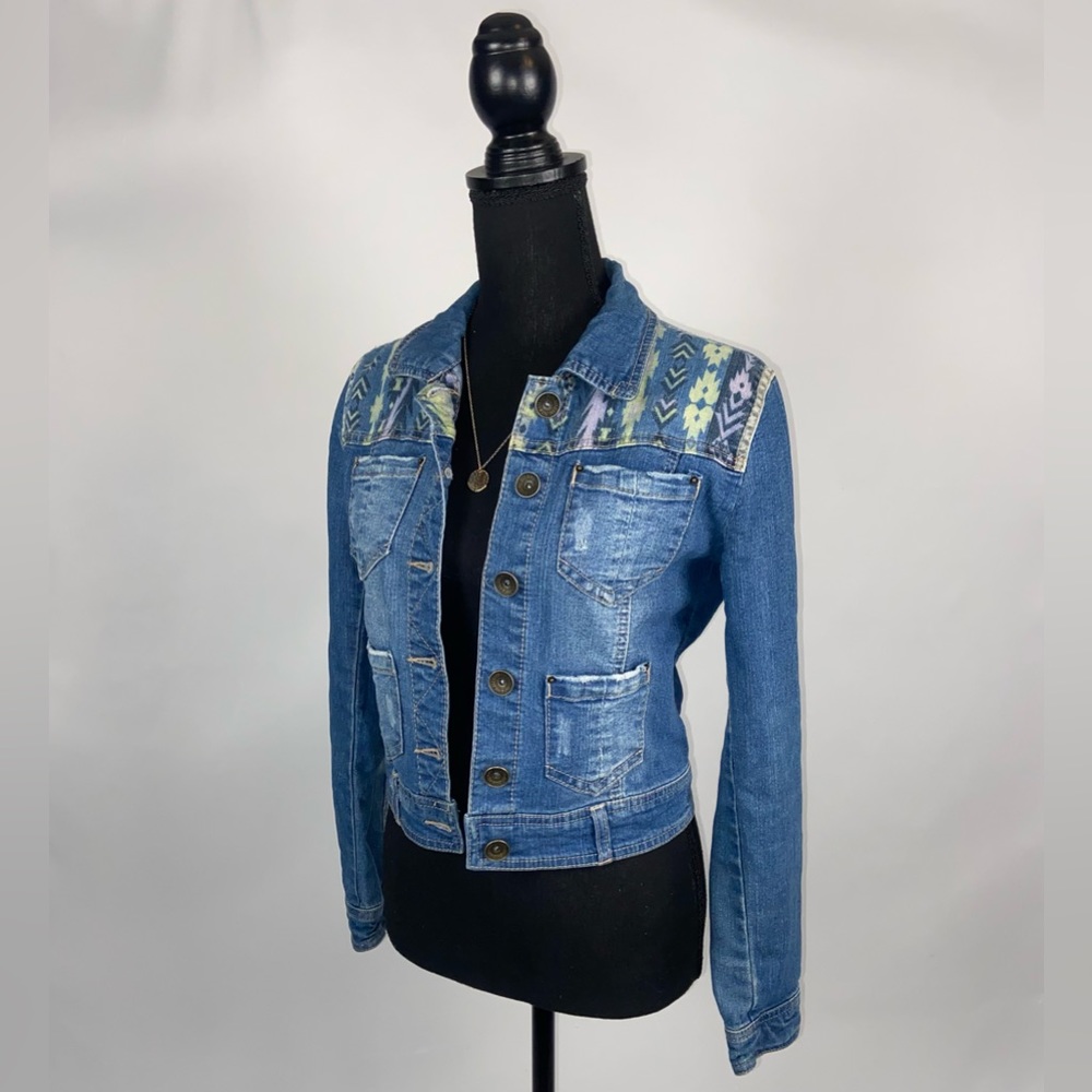 Jean Jacket Small Jolt Tribal Print